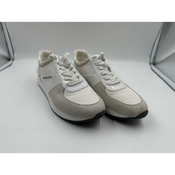 Michael Kors Leather Allie Trainers Optic White Low Top Lace Up Sneakes Size 9M - Picture 1 of 10